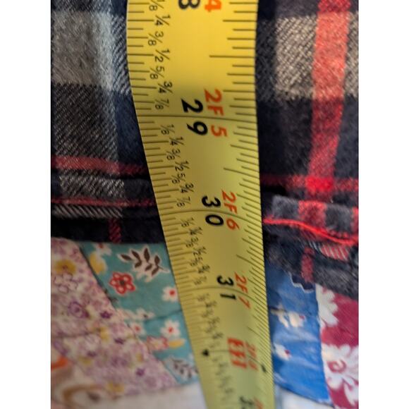 Lands' End Canvas Cotton Red Navy Plaid Pocket Flannel Button Up Shirt Mens M - Picture 7 of 10